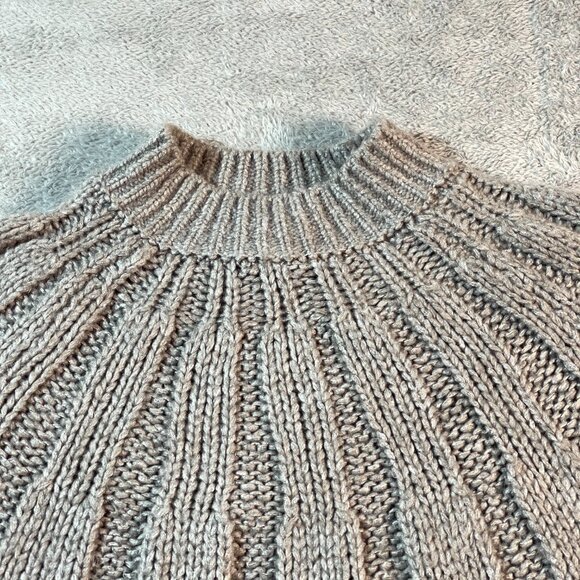 Abercrombie & Fitch Mock Neck Long Sleeve Gray Pullover Knit Sweater XL Ribbed - Picture 3 of 12